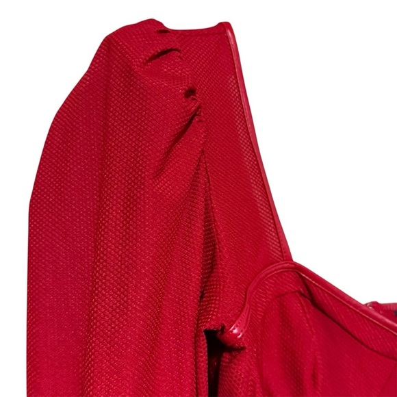 Guess Scarlet Red Puffed Long Sleeve Cropped Bustier Corset Top Y2K - Picture 5 of 6